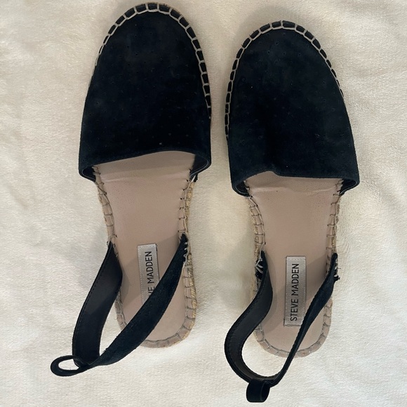 Steve Madden Lesko Espadrille Flat Suede Sandal Women’s 8 Black - Picture 4 of 5
